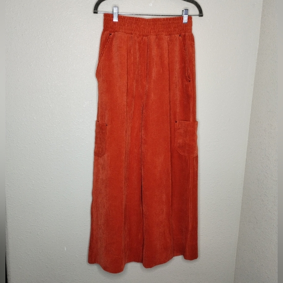 UO Drapey Corduroy Wide Leg Pant Orange Women's Size Small - Picture 2 of 6